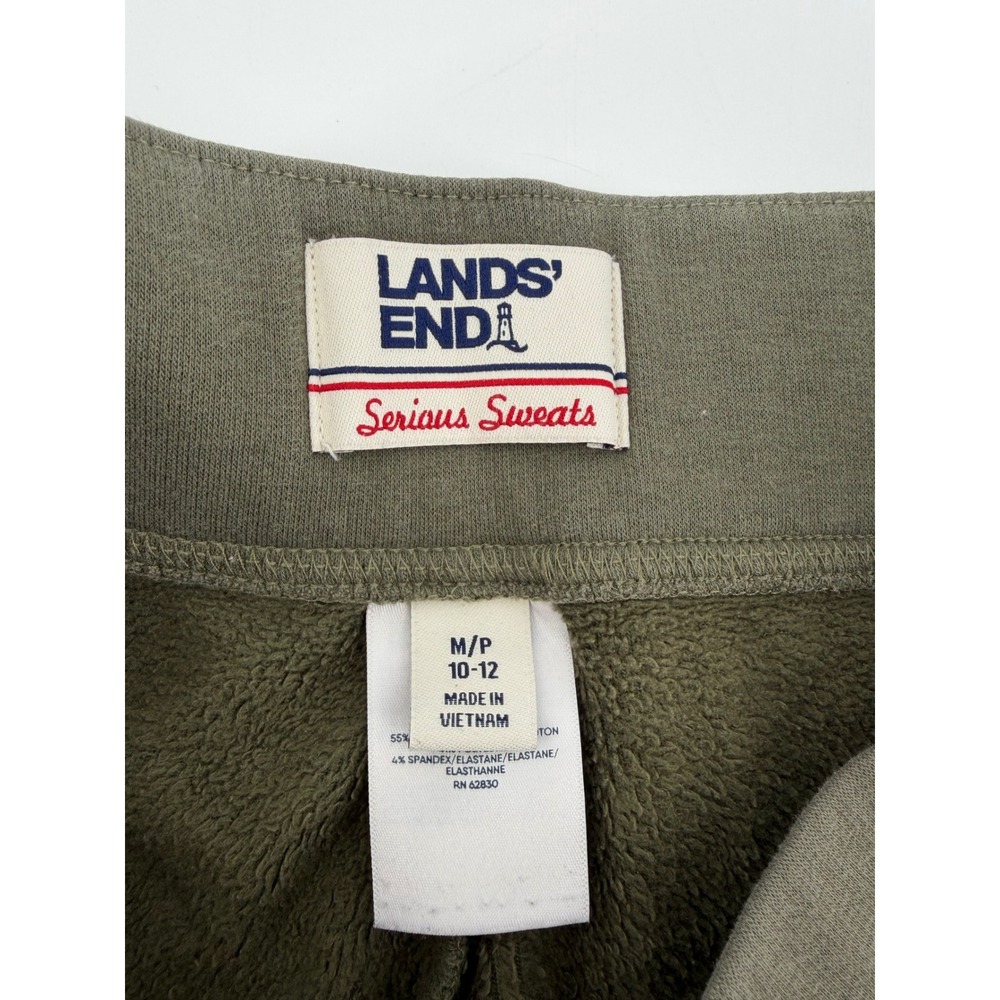 Lands End Womens M 10-12 Olive Green Serious Sweats Joggers Tapered Fleece Pants - Picture 3 of 7